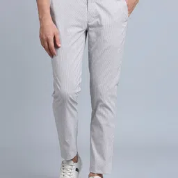 ONEMILE Men Striped Smart Slim Fit Trousers-image-9
