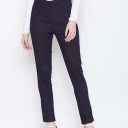 BAESD Women Smart Slim Fit Polka Dots Printed Mid-Rise Pure Cotton Regular Trousers-picture-8