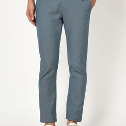 Blackberrys Men Blue Solid B-95 Slim Fit Trousers-picture-6