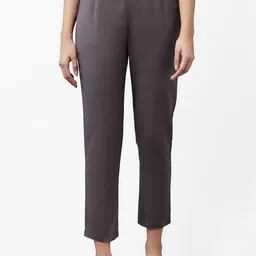 W Women Grey Slim Fit Trousers-image-93