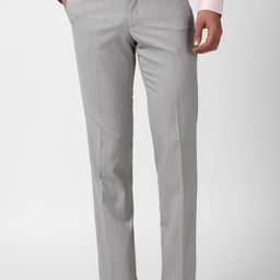 Peter England Men Mid-Rise Slim Fit Textured Formal Trousers-image-35