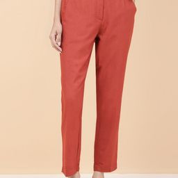 Fabindia Women Slim Fit Silk Trousers-image-24
