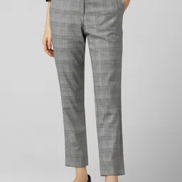 Van Heusen Woman Women Checked Slim Fit Mid-Rise Formal Trousers-image-26
