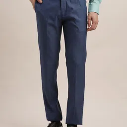 Turtle Men Self Design Tailored Slim Fit Formal Trousers-72