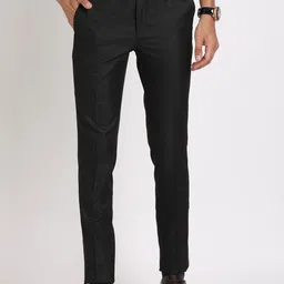 Turtle Men Textured Tailored Slim Fit Trousers-image-3