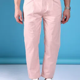 The Indian Garage Co Men Slim Fit Mid-Rise Pleated Cotton Chinos-picture-11