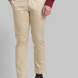 Park Avenue Men Beige Slim Fit Formal Trouser-image-86