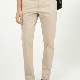 RARE RABBIT Men Trellis Mid-Rise Slim Fit Cotton Trouser-image-84