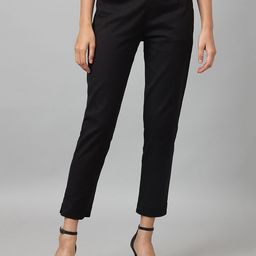 W Women Black Comfort Slim Fit Cropped Trousers-picture-36