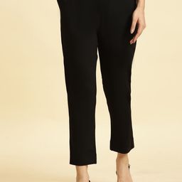 W Women Slim Fit Mid-Rise Plain Cropped Trousers-image-74