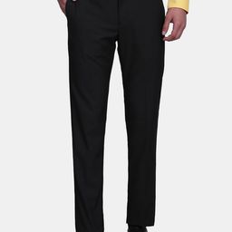 Blackberrys Men Black Textured B-95 Slim Fit Trousers-image-42