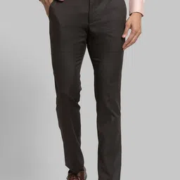 Park Avenue Men Brown Slim Fit Trousers-image-4