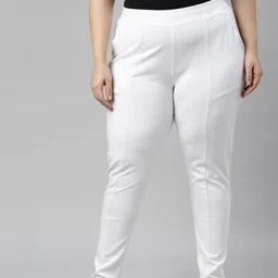Go Colors Women White Slim Fit Trousers-image-45