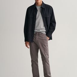 GANT Men Grey Comfort Slim Fit Trousers-image-61