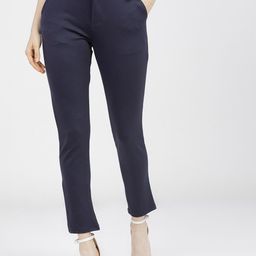 CHIC BY TOKYO TALKIES Women Navy Blue Solid Slim Fit Trousers-image-14