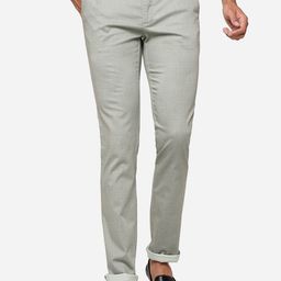 Greenfibre Men Self Design Pure Cotton Slim Fit Trousers-image-47