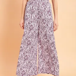 MINT STREET Women Floral Printed Mid Rise Plain Parallel Trousers-image-92