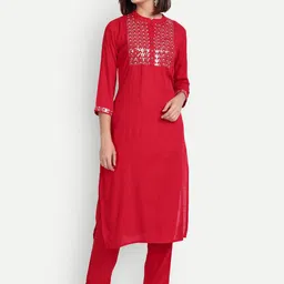 Haute and Humble Women Yoke Design Sequence Embroidered Kurta with Trousers-picture-9