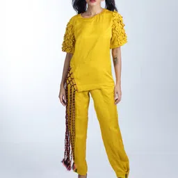 FIRKI Self Design Round Neck Top & Flared Trousers-picture-29