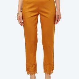 Rangriti Women Mustard Yellow Relaxed Trousers-picture-58
