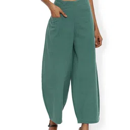 GRASS by Gitika Goyal Women Relaxed Cotton Loose Fit Trousers-image-59