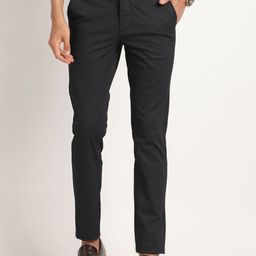 Turtle Men Relaxed Skinny Fit Mid-Rise Formal Trousers-image-77