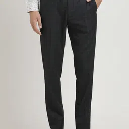 Turtle Men Checked Mid-Rise Tailored Skinny Fit Formal Trousers-image-17