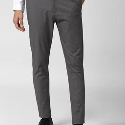 Peter England Men Grey Textured Formal Trousers-image-35
