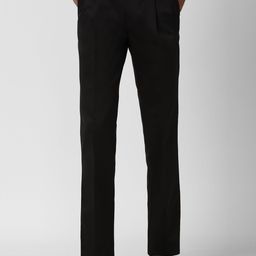 Peter England Men Black Pleated Formal Trousers-image-59