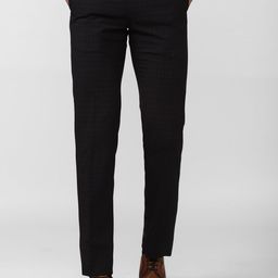 Peter England Elite Men Checked Slim Fit Formal Trousers-image-100