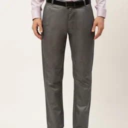 SOJANYA Men Charcoal Grey Smart Formal Trousers-image-22
