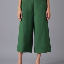 AURELIA Women Green Solid Culottes Trousers-68
