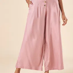 AKKRITI BY PANTALOONS Women Flared Mid-Rise Pleated Culottes Trousers-image-95