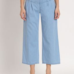 BAESD Women Straight Fit High-Rise Pleated Denim Culottes Trousers-picture-48