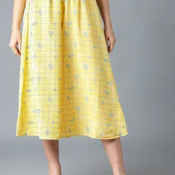 AURELIA Women Yellow Floral Printed Culottes Trousers-image-35