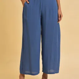 W Women Blue Culottes Trousers-image-12