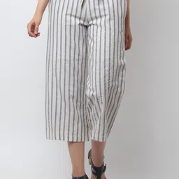 DODO & MOA Women White Striped Culottes Trousers-image-20