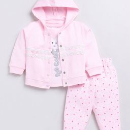 Moms Love Infant Girls Embroidered Pure Cotton Top With Trousers & Sweatshirt-image-19