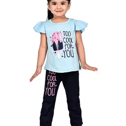 BAESD Girls Typography Printed Cotton Top with Trousers-image-71