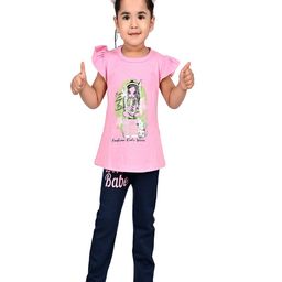 BAESD Girls Graphic Printed Cotton Top with Trousers-image-70