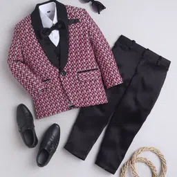 BAESD Boys Self Design Single-Breasted 5Pcs Party Suit-23