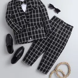 BAESD Boys Checked Single-Breasted Suits-image-63