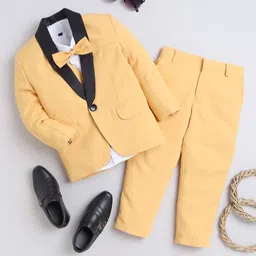 Jeetethnics Boys Shawl Collar Single-Breasted 4-Piece Party Suits-36