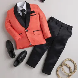 Jeetethnics Boys Shawl Collar Silk Cotton Tuxedo 3 Piece Suit-37