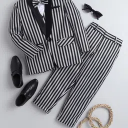 BAESD Infant Boys Striped Single-Breasted 4-Piece Suit-image-81
