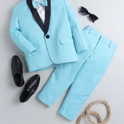 BAESD Infant Boys Single-Breasted Cotton Silk Four-Piece Party Suit-image-82