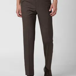 Van Heusen Men Brown Solid Regular Fit Formal Trousers-image-34