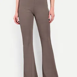 BROADSTAR Women Striped Smart Flared High-Rise Easy Wash Trousers-picture-18