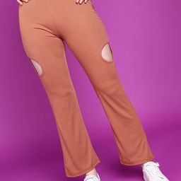 Popwings Women Relaxed Self Design High-Rise Cut-Out Easy Wash Trousers-75