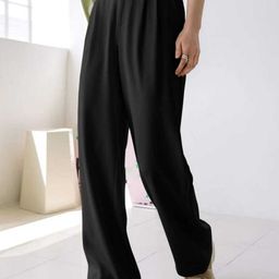 BROADSTAR Women Black Smart Loose Fit High-Rise Cotton Trousers-image-78
